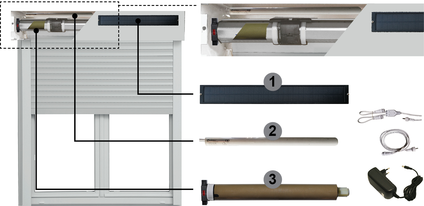 Motor Mando Solar 12v Persianas 5 Años Garantía Enjoy-Motors