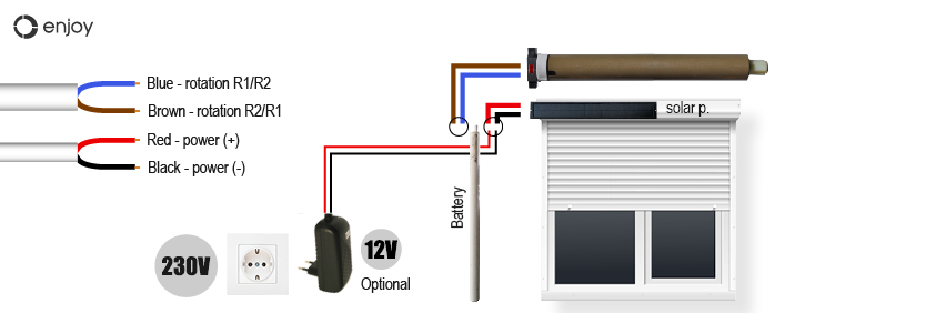 Motor Mando Solar 12v Persianas 5 Años Garantía Enjoy-Motors